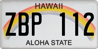 HI license plate ZBP112