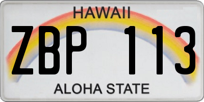 HI license plate ZBP113