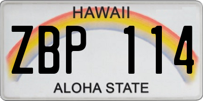 HI license plate ZBP114