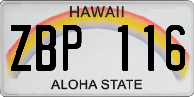 HI license plate ZBP116