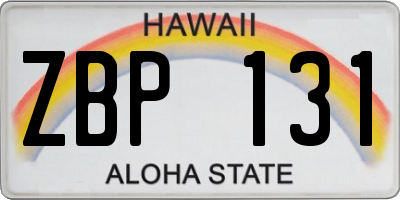 HI license plate ZBP131