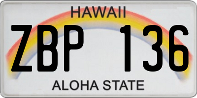 HI license plate ZBP136