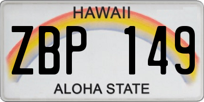 HI license plate ZBP149
