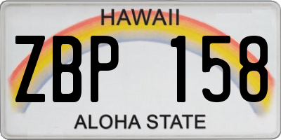 HI license plate ZBP158