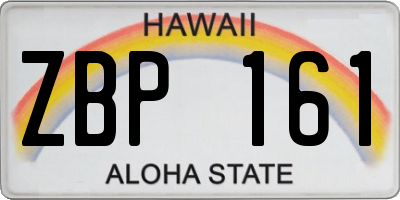 HI license plate ZBP161
