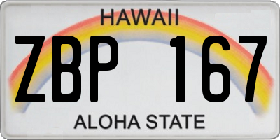 HI license plate ZBP167