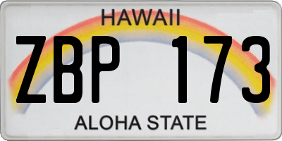 HI license plate ZBP173