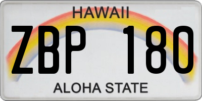 HI license plate ZBP180