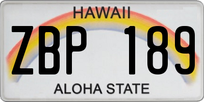 HI license plate ZBP189