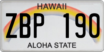 HI license plate ZBP190