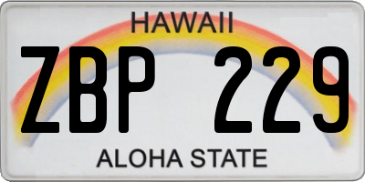 HI license plate ZBP229