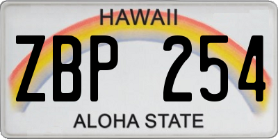 HI license plate ZBP254
