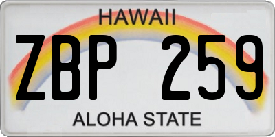 HI license plate ZBP259