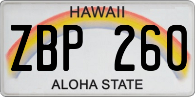 HI license plate ZBP260