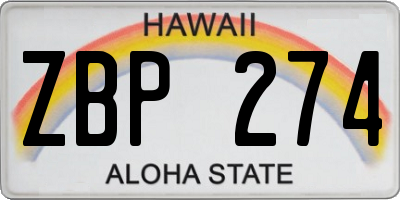 HI license plate ZBP274