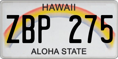 HI license plate ZBP275