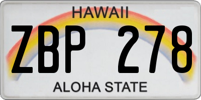 HI license plate ZBP278