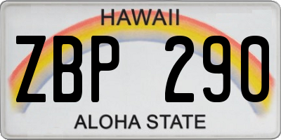 HI license plate ZBP290