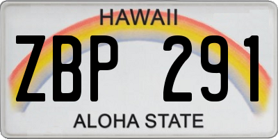 HI license plate ZBP291