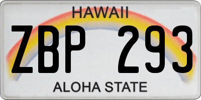HI license plate ZBP293