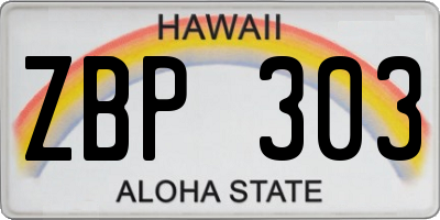 HI license plate ZBP303