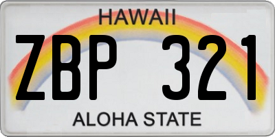 HI license plate ZBP321