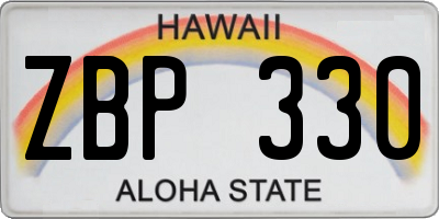 HI license plate ZBP330