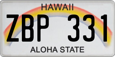 HI license plate ZBP331