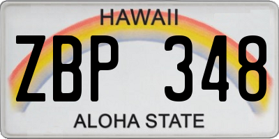 HI license plate ZBP348