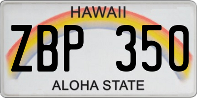 HI license plate ZBP350