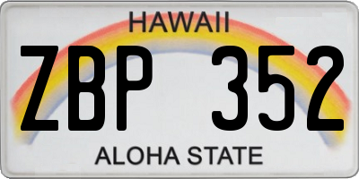 HI license plate ZBP352