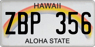 HI license plate ZBP356
