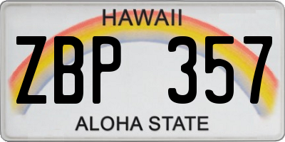 HI license plate ZBP357