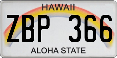 HI license plate ZBP366