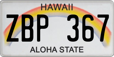 HI license plate ZBP367