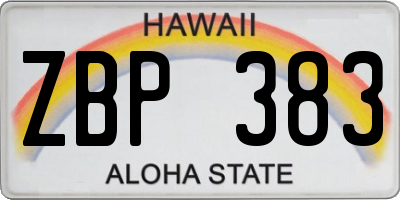 HI license plate ZBP383