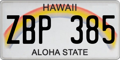 HI license plate ZBP385
