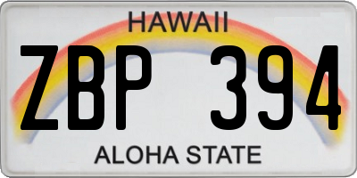 HI license plate ZBP394