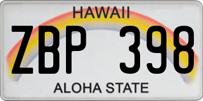 HI license plate ZBP398