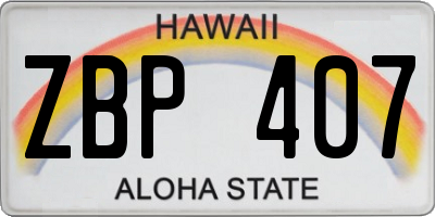 HI license plate ZBP407