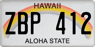HI license plate ZBP412