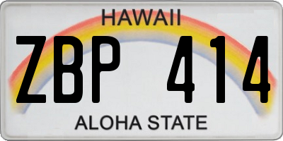 HI license plate ZBP414