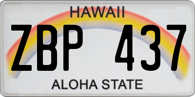 HI license plate ZBP437