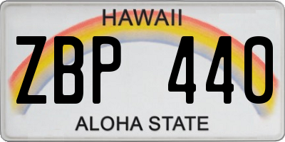 HI license plate ZBP440