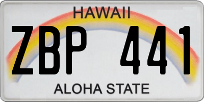 HI license plate ZBP441