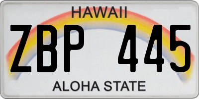 HI license plate ZBP445