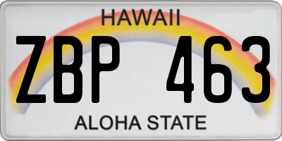 HI license plate ZBP463