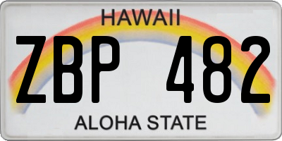 HI license plate ZBP482