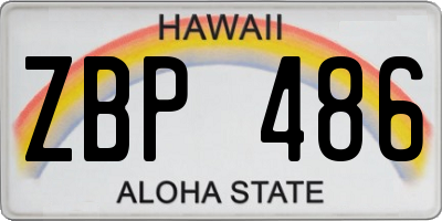 HI license plate ZBP486