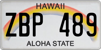 HI license plate ZBP489